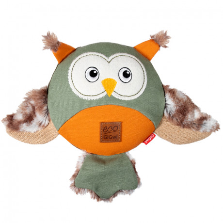 Игрушка GIGWI для собак Сова с большой пищалкой 31 см, серия CATCH & FETCH ECO