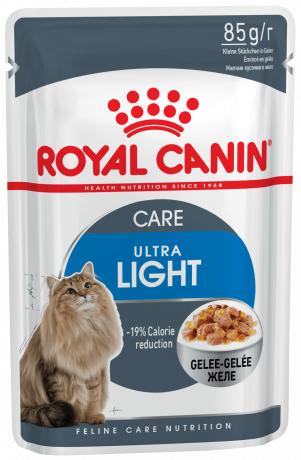 Влажный корм Royal Canin кусочки в желе для кошек склонных к полноте Ultra Light 85гр