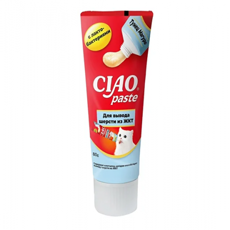 Паста для вывода шерсти INABA Ciao Paste из тунец магуро для кошек, 80 г