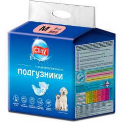 Подгузники для собак, кошек 5-10 кг, размер M 9шт Cliny