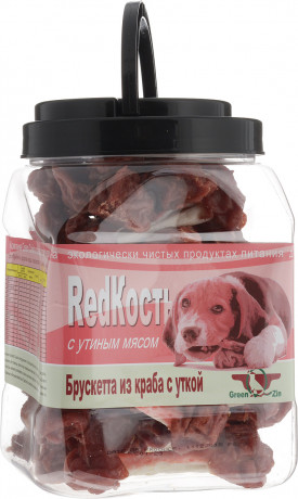 Лакомство для собак Грин Кьюзин RedКость утиные гантельки с крабовым мясом в индивидуальной упаковке 1шт