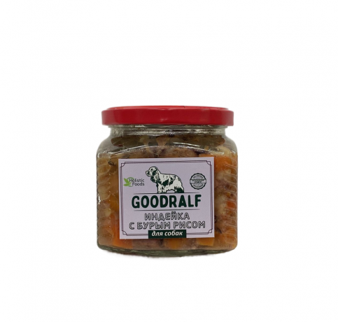 Влажный корм Goodralf премиум для собак (Индейка с бурым рисом) 380гр