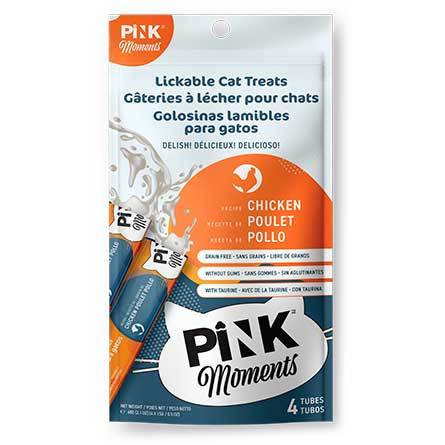 Лакомство PINK MOMENTS пюре из филе курицы с тунцом для кошек и котят, 4 шт по 15 г