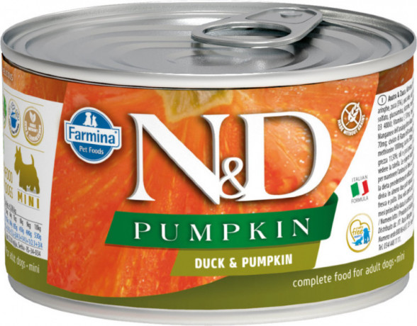 Влажный корм Farmina N&D Dog Pumpkin Duck & Pumpkin Mini консервы для собак мелких пород Утка с тыквой 140гр