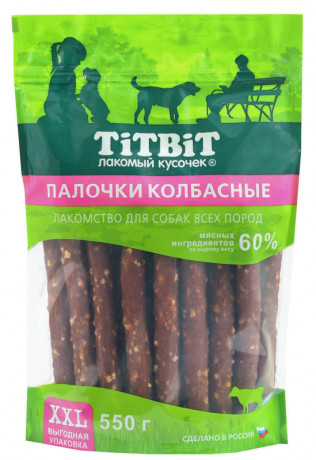 Лакомство TITBIT Палочки колбасные XXL для собак всех пород 550 г