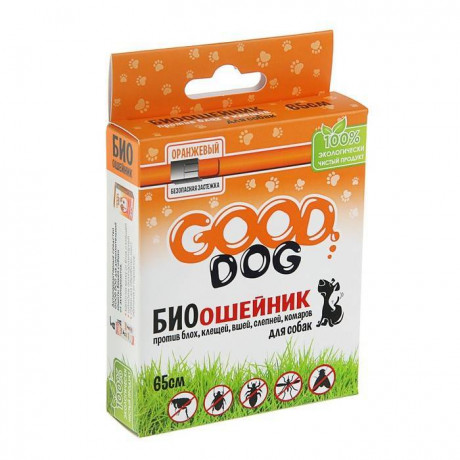 Ошейник GOOD DOG БИО антипаразитарный для собак Оранжевый 65см