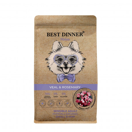Корм Best Dinner Holistic для собак мелких пород гипоаллергенный Телятина и розмарин 1,5 кг