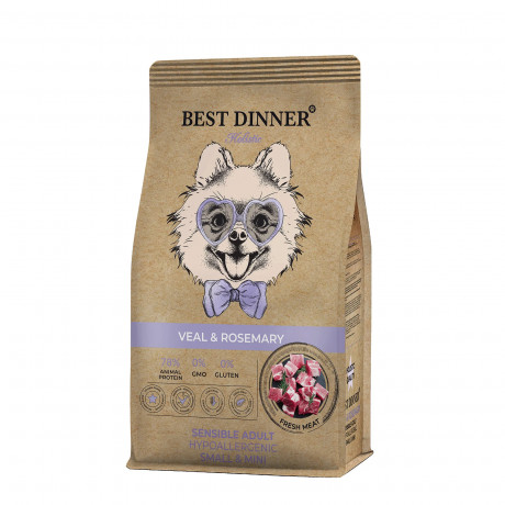 Корм Best Dinner Holistic для собак мелких пород гипоаллергенный Телятина и розмарин 1,5 кг