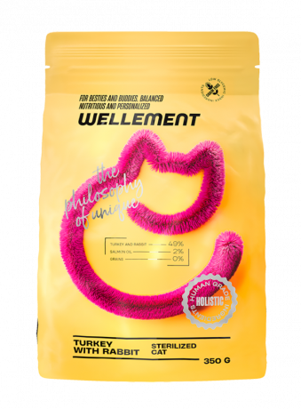 Корм Wellement для стерилизованных кошек с индейкой и кроликом 1,5 кг
