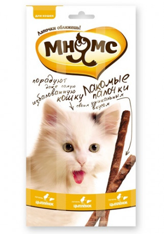 Лакомые палочки для кошек с цыпленком и печенью Мнямс 5гр 1шт